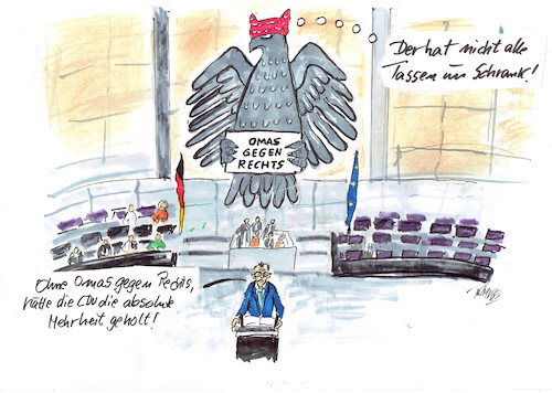 Cartoon: Merz und die Omas (medium) by Skowronek tagged cdu,friedrich,merz,flüchtlinge,afd,grüne,omas,gegen,rechts,skowronek,cartoons,spd