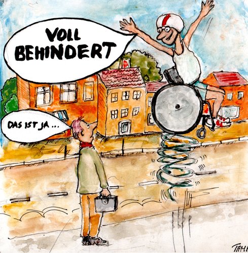 Cartoon: Rollifreak (medium) by Skowronek tagged rollstuhlfahrer,behinderte