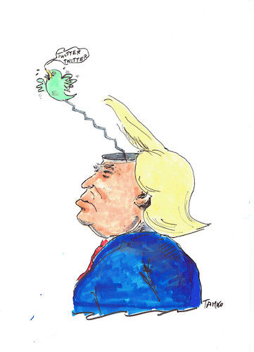 Cartoon: Trump (medium) by Skowronek tagged twitter,trump,usa,feak,news,manipulation,soziale,medien,präsident,republikaner,demokraten