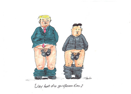 Cartoon: Trump und Kim Jong Un (medium) by Skowronek tagged trump,kim,jong,un,atomkrieg,nordkorea,usa,südkorea,atomwaffen