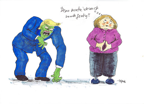 Cartoon: Trumphulk (medium) by Skowronek tagged merkel,trump,usa,präsident,wahlen,populisten,repulikaner,demokraten