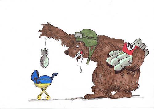 Cartoon: Ukraine (medium) by Skowronek tagged russland,ukraine,krieg,bombe,raketen,putin