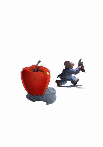 Cartoon: Apfel (medium) by Mehmet Karaman tagged schatten,apfel