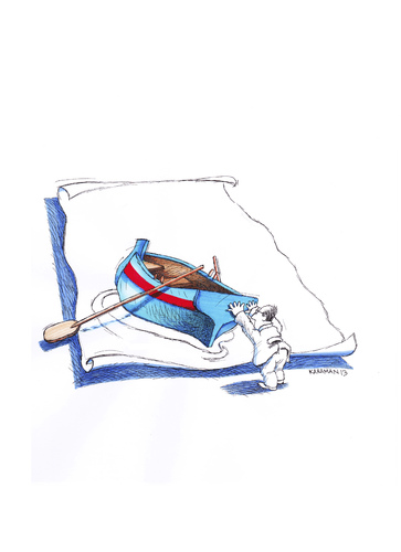 Cartoon: Boot (medium) by Mehmet Karaman tagged boot,papier,reise