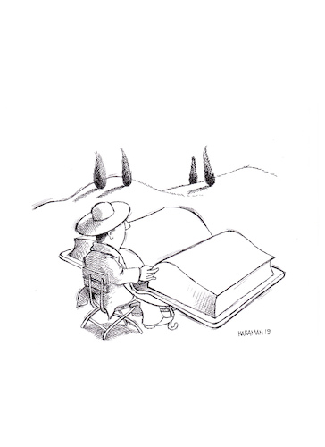 Cartoon: Buch Lesen (medium) by Mehmet Karaman tagged buch,lesen,landschaft