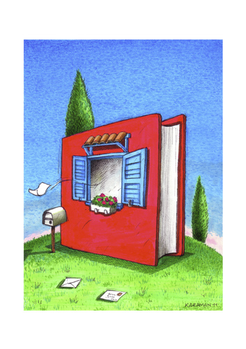 Cartoon: Grüsse aus dem Süden (medium) by Mehmet Karaman tagged literatur,ferien,brief,schreiben