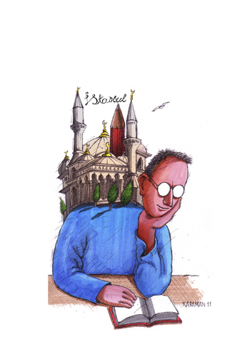 Cartoon: Istanbul (medium) by Mehmet Karaman tagged istanbul,stadt,leser,literatur,moschee,minarett