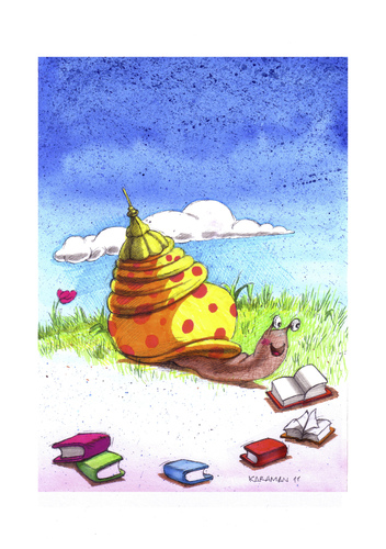 Cartoon: Schnecke (medium) by Mehmet Karaman tagged schnecke,literatur,bücher,lesen