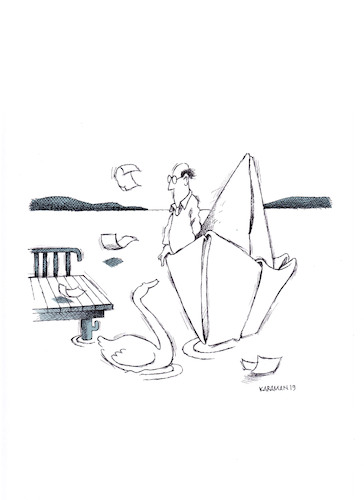 Cartoon: See Papierschiff (medium) by Mehmet Karaman tagged papierschiff,see