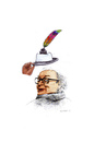 Cartoon: Friedrich Dürrenmatt (small) by Mehmet Karaman tagged schriftsteller,literatur