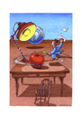 Cartoon: Noch eine Runde (small) by Mehmet Karaman tagged apfel,tisch,globus