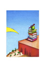 Cartoon: Stillleben (small) by Mehmet Karaman tagged bücher,appel,mond