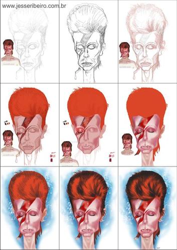 Cartoon: DavidBowie (medium) by Jesse Ribeiro tagged music,rock,people,star,business,cartoon,comics,portrait,caricature