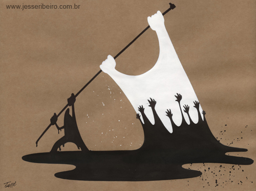 Cartoon: Peace2 (medium) by Jesse Ribeiro tagged conflicts,war,peace,oil,flag,people,democracy