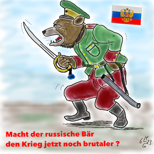 Cartoon: Aggression Russlands (medium) by legriffeur tagged krieg,ukrainekrieg,russland,putin,militär,machthaber,putsch,putschversuch,söldner,wagnersöldner,aggression,machtpolitik,machtmenschputin