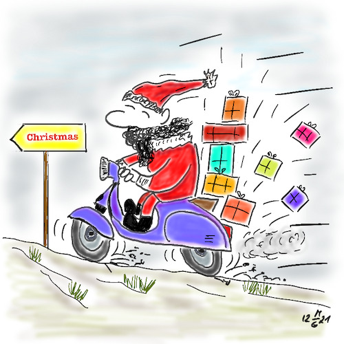 Cartoon: Andiamo Babbo Natale (medium) by legriffeur tagged natale,nikolaus,nicholas,christmas,weihnachten,santaclaus