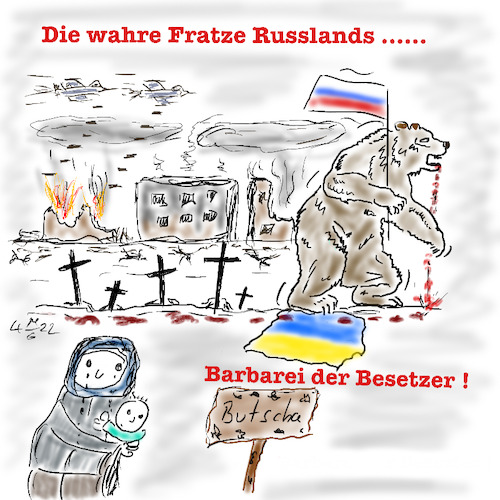 Cartoon: Barbarei der russischen Besetzer (medium) by legriffeur tagged krieg,putin,russland,ukrainekonflikt,ukrainekrieg,ukraine,nato,deutschland,aussenpolitik,legriffeur61,cartoon,cartoons,cartoonsforpeace,völkermord,barbarei,war,guerre,zivilisten