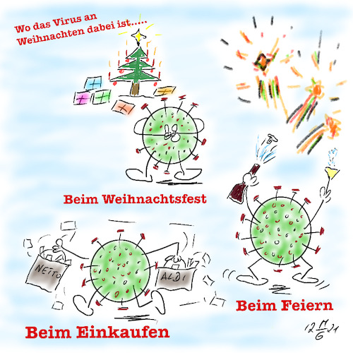 Cartoon: Das Virus macht keine Ferien (medium) by legriffeur tagged corona,coronavirus,impfen,pandemie,gesundheit,gesundheitswesen,deutschland,omnikron