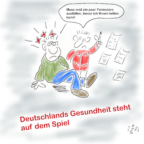 Cartoon: Deutschlands Gesundheit (medium) by legriffeur tagged gesundheit,gesundheitswesen,gesundheitsminister,deutschland,europa,digitalisierung,gesundheitssystem,patienten,patientenakten,eakte,formulare,gesundheitskosten,optoutverfahren