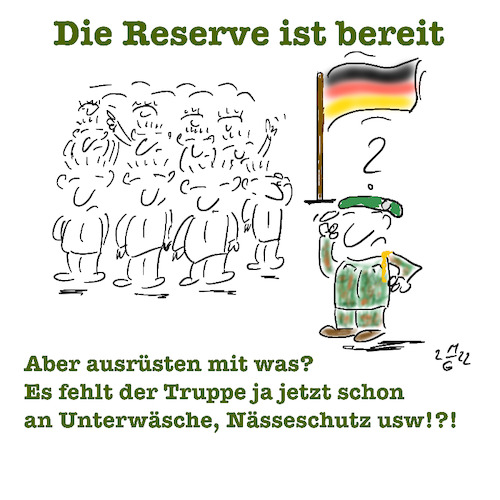 Cartoon: Die Bundeswehr hat ein Problem (medium) by legriffeur tagged bundeswehr,deutschland,verteidigung,verteidigungsministerin,verteidigungsministerium,legriffeur61,cartoon,cartoons,politik,heeresinspekteur,klareworte,caricature