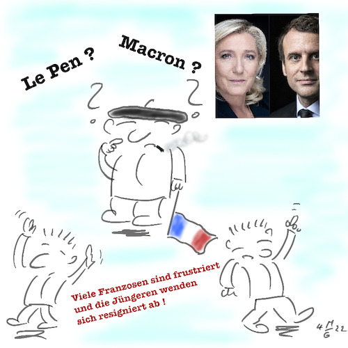 Cartoon: Frankreich wählt (medium) by legriffeur tagged frankreich,lafrance,legriffeur61,cartoon,cartoons,politik,wahlen,frankreichwählt,macron,lepen,electionnational