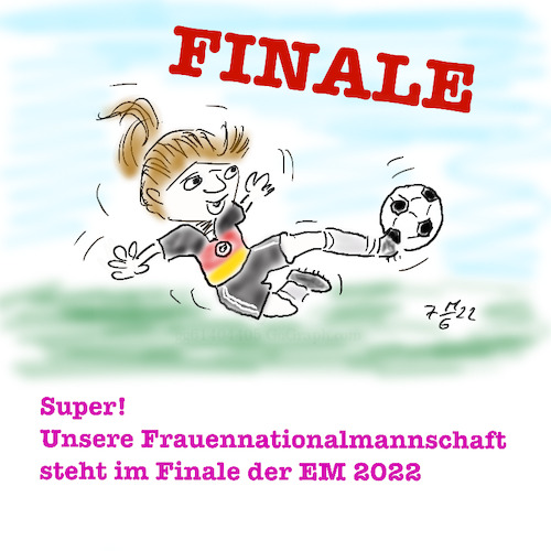 Cartoon: Frauenfußball (medium) by legriffeur tagged fußball,frauenfußball,sport,cartoon,cartoons,legriffeur61,frauennationalmannschaft,finale,finalederfrauenfussballem2022,gesundheit,deutschland