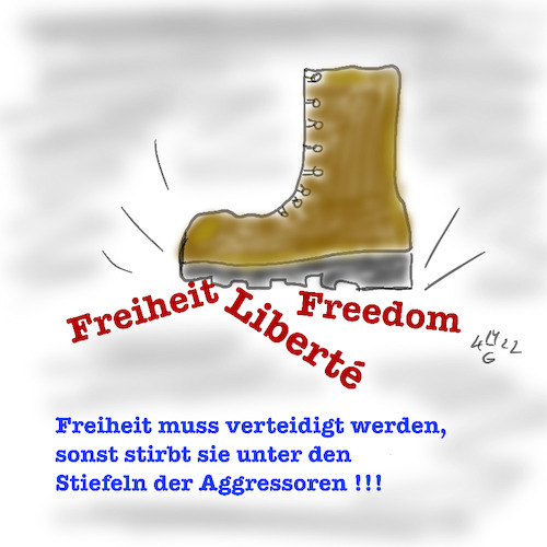 Cartoon: Freiheit verteidigen (medium) by legriffeur tagged ukrainekonflikt,ukrainekrieg,deutschland,freedom,liberte,freiheit,legriffeur61,cartoon,cartoons,cartoonsforpeace,aussenpolitik,verteidigung