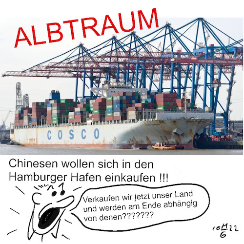 Cartoon: Hamburger Hafen (medium) by legriffeur tagged hamburger,hamburgerhafen,deutschland,politik,regierung,bundesregierung,kanzlerscholz,außenpolitik,europa,unserland,wemgehörtdeutschland,außenhandel