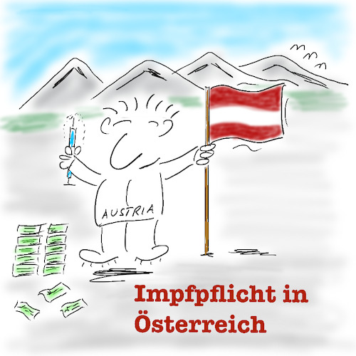 Cartoon: Impfpflicht in Österreich (medium) by legriffeur tagged corona,coronavirus,impfpflicht,österreich,impfen,impflotterie,virus
