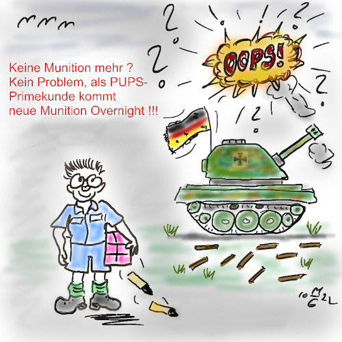 Cartoon: Keine Munition mehr ? (medium) by legriffeur tagged munition,munitionsvorrat,bundeswehr,verteidigung,logistik,nachschub,deutschland,keinemunitionmehr,munitionslager,munitionsbevorratung