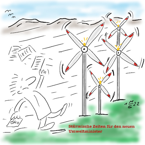 Cartoon: Klimaschutz Sofortprogramm (medium) by legriffeur tagged klima,klimaschutz,umwelt,erde,planetenforschungen,sofortprogramm,umweltministerium,deutschland,ökostrom,windkraft,windkraftanlagen