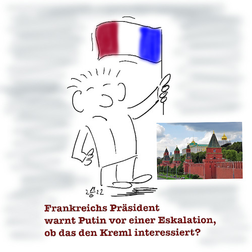 Cartoon: Macron warnt Putin (medium) by legriffeur tagged russland,ukraine,ukrainekonflikt,frankreich,macron,europa,kreml