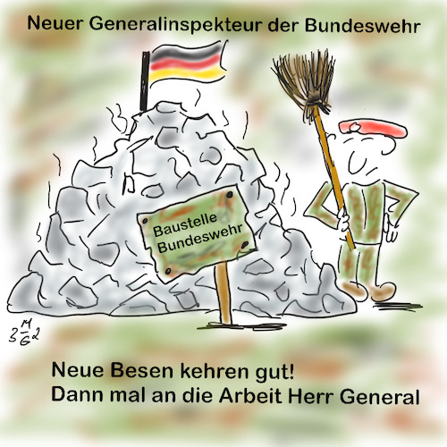 Cartoon: Neuer Generalinspekteur (medium) by legriffeur tagged general,verteidigungsminister,verteidigung,bundeswehr,bundesregierung,generalinspekteur,bündnis,nato,deutschland,verteidigungsfähigkeit,militär,territorialesführungskommando