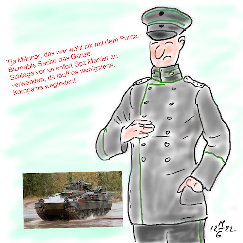 Cartoon: Pannenpanzer Puma (medium) by legriffeur tagged pumapanzer,schützenpanzerpuma,pannenpanzer,pannenpanzerpuma,spzmarder,bundeswehr,bundesverkehrsminister,bundesverteidigungsministerium,deutschland,nato