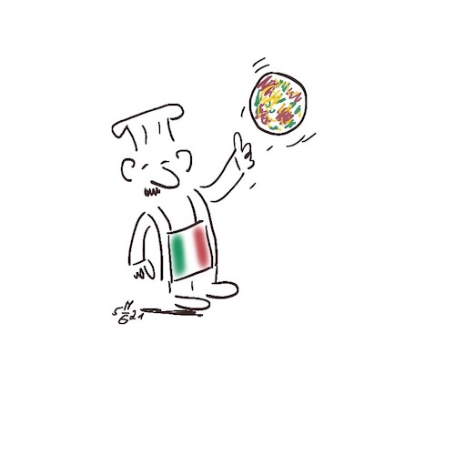 Cartoon: Pizzabäcker (medium) by legriffeur tagged italien,pizza,pizzabäcker,tourismus,italia,urlaub,freizeit