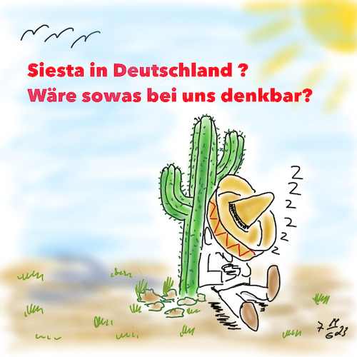 Cartoon: Siesta in Deutschland (medium) by legriffeur tagged siesta,siestaindeutschland,hitze,sommer,sommerhitze,deutschland