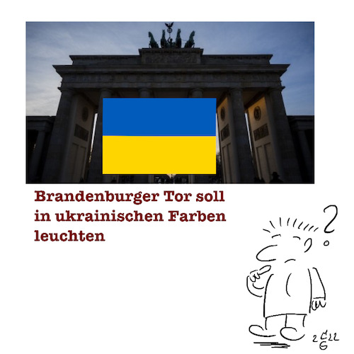 Cartoon: Solidarität mit der Ukraine (medium) by legriffeur tagged ukraine,russland,ukrainekonflikt,legriffeur61,deutschland,brandenburgertor,solidaritätmitderukraine,solidarität