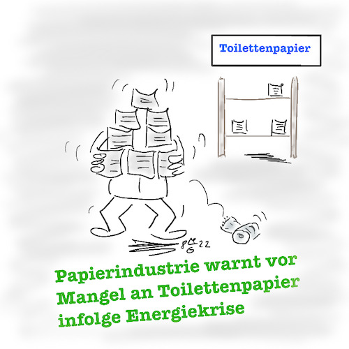 Cartoon: Toilettenpapiermangel (medium) by legriffeur tagged toilettenpapier,industrie,papierindustrie,hygiene,hygieneartikel,deutschland,energiekrise,hamsterkäufe,bevölkert,bund,wirtschaft