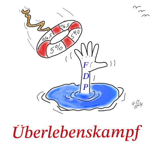 Cartoon: Überlebenskampf (medium) by legriffeur tagged deutschland,politik,fdp,parteien,wahlen,bundestagswahlen,regierung,demokraten,umfragen,umfragetief,politischesüberleben