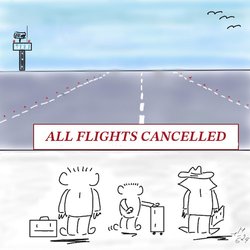 Cartoon: Warnstreik Luftsicherheit (medium) by legriffeur tagged streik,warnstreik,gewerkschaft,luftfahrt,luftsicherheit,deutschland,tarifverhandlungen