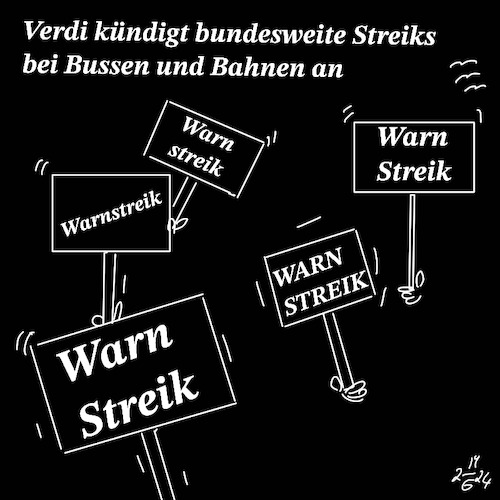 Cartoon: Warnstreiks im ÖPNV (medium) by legriffeur tagged streik,warnstreik,warnstrriks,tarifverhandlungen,deutschland,öpnv,verdi,gewerkschaft,gewerkschaften,tarifpartner