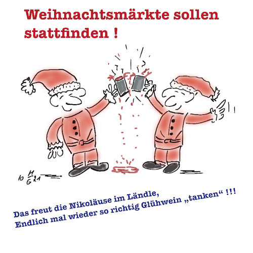 Cartoon: Weihnachtsmärkte (medium) by legriffeur tagged ländle,badenwürttemberg,stuttgart,stuttgarterweihnachtsmarkt,weihnachten,weihnachtsmarkt,weihnachtsmärkte,nikolaus,nikoläuse,glühwein,trinken,glühweinstand,legriffeur61,feiern