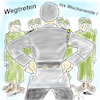 Cartoon: Wegtreten ins Wochenende (small) by legriffeur tagged bund,bundeswehr,wochenende,antreten,kommiss,freizeit,abinswochenende,dienst,dienstschluss