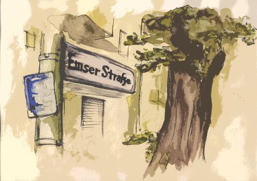 Cartoon: EMSER STRAßE (medium) by emphis tagged aquarell