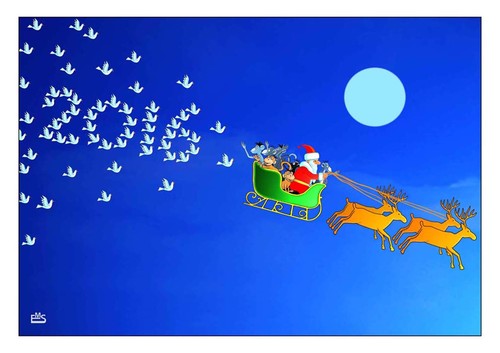 Cartoon: Peace 2016 (medium) by Makhmud Eshonkulov tagged year,new,xmas,christmas,2016,peace
