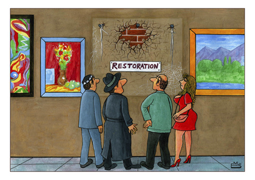 Cartoon: Restoration (medium) by Makhmud Eshonkulov tagged restoration,painting,museum