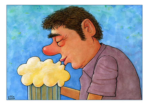 Cartoon: The Kiss (medium) by Makhmud Eshonkulov tagged beer,kiss,alcohol