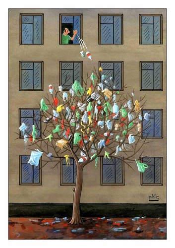 Cartoon: Tree in the City (medium) by Makhmud Eshonkulov tagged tree,city,nature