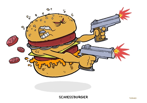 Cartoon: Schießburger (medium) by Christoon tagged burger
