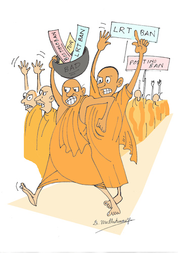 Cartoon: BBS raided some family planning (medium) by damayanthi tagged war,bbs,sri,lanka